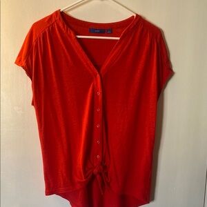 Red Button-Down Women's Top